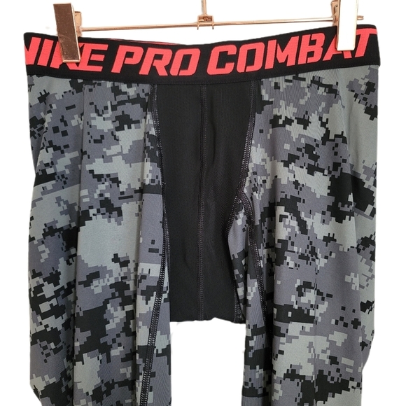 Nike Pro Combat Leggings Youth L Large Gray Black Pull On - Picture 2 of 6
